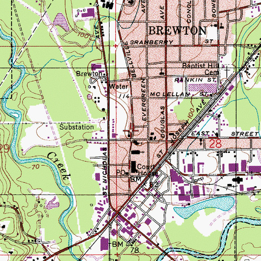 Topographic Map of Universalist Church, AL