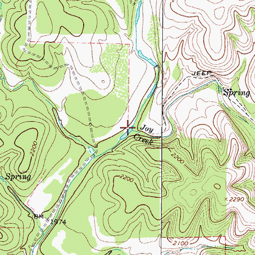 Topographic Map of Joy Creek, TX
