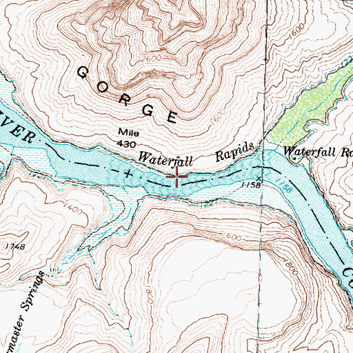 Topographic Map of Waterfall Rapids, AZ