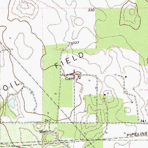 Topographic Map of Juarez Cemetery, TX