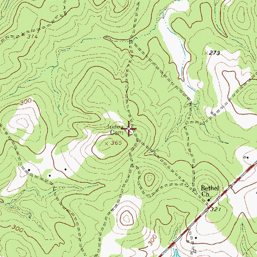 Topographic Map of Judea Cemetery, TX