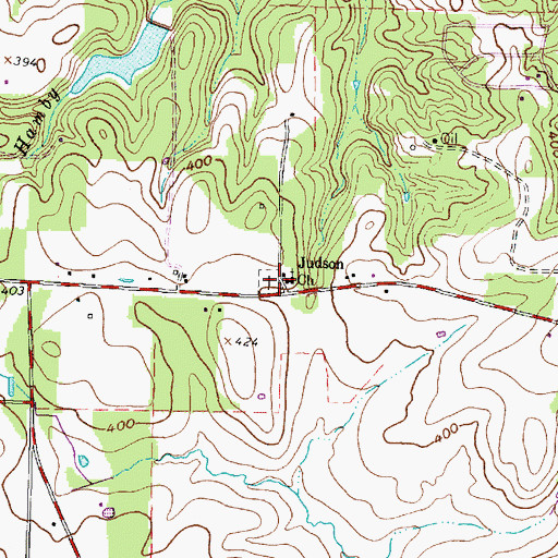 Topographic Map of Judson Church, TX