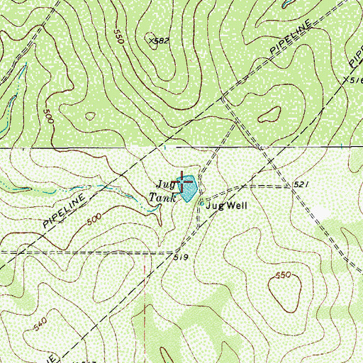 Topographic Map of Jug Tank, TX