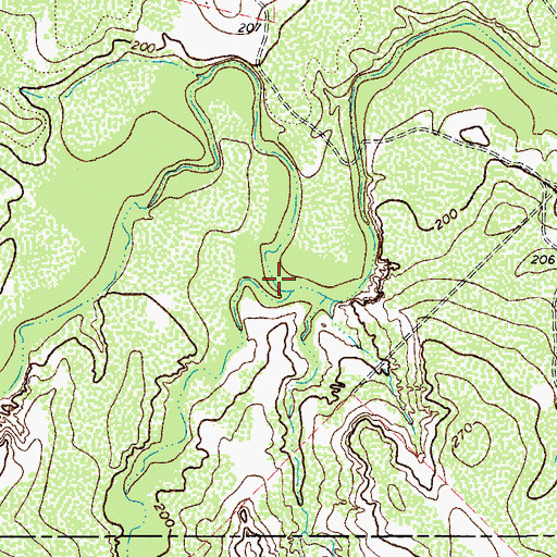 Topographic Map of Julian Creek, TX