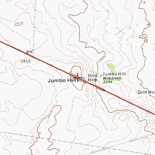 Topographic Map of Jumbo Hill, TX