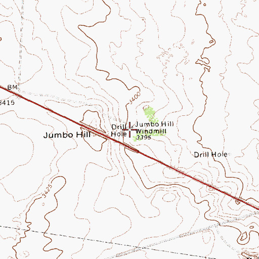 Topographic Map of Jumbo Hill Windmill, TX