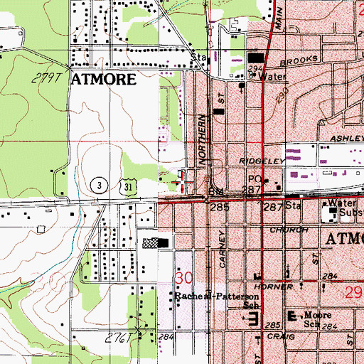 Topographic Map of Westside Park, AL