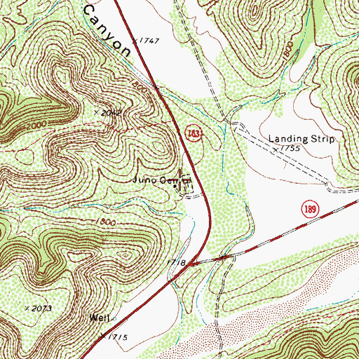 Topographic Map of Juno Cemetery, TX