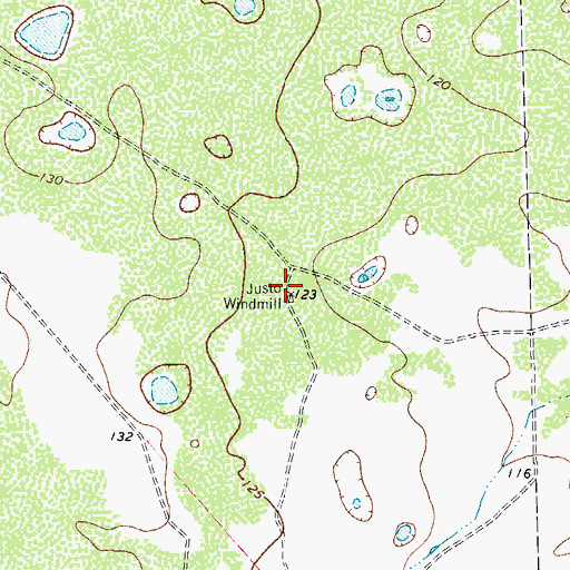Topographic Map of Justo Windmill, TX