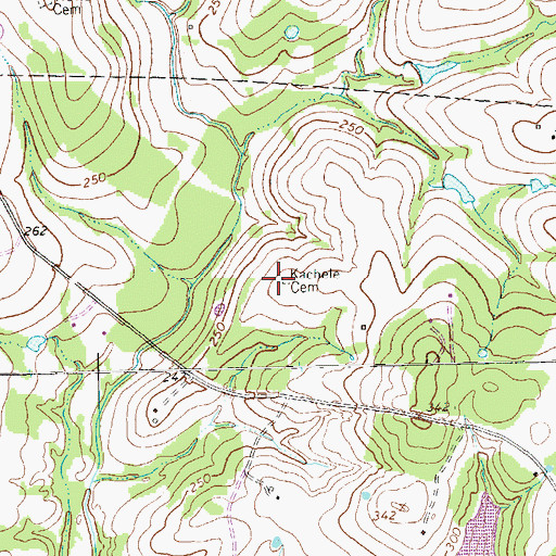 Topographic Map of Kaechele Cemetery, TX