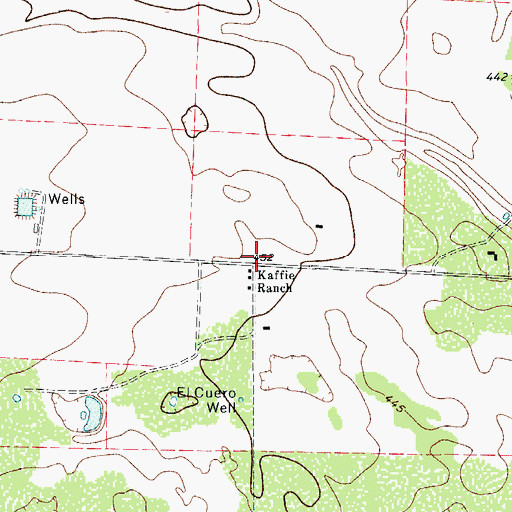 Topographic Map of Kaffie Ranch, TX