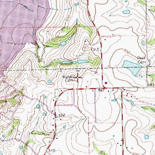 Topographic Map of Kyser Family Graveyard, TX