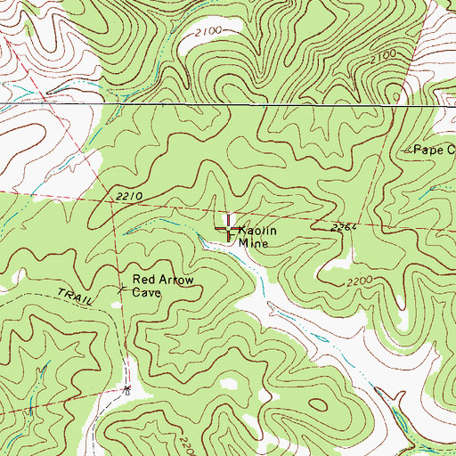 Topographic Map of Kaolin Mine, TX
