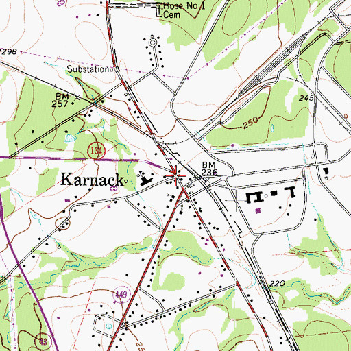 Topographic Map of Karnack, TX