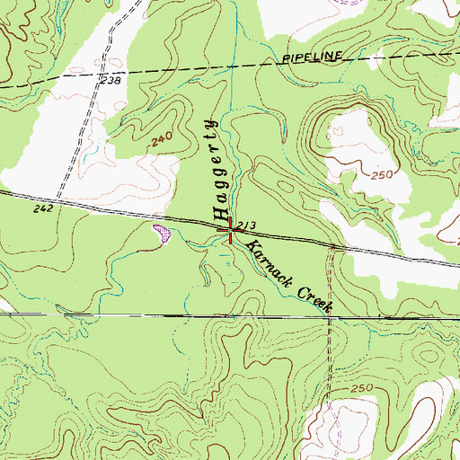 Topographic Map of Karnack Creek, TX