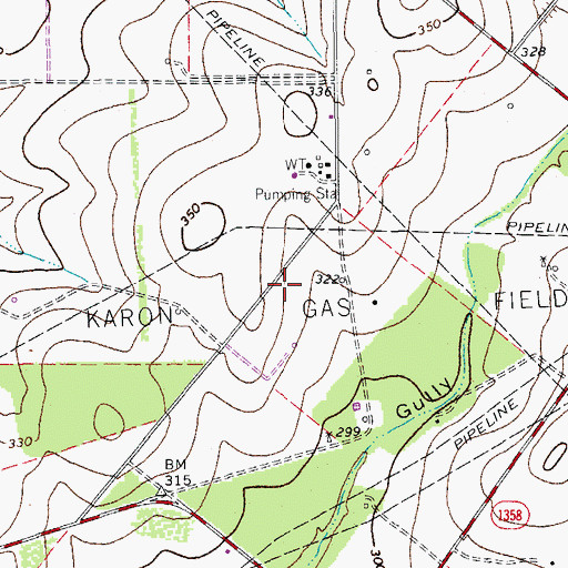 Topographic Map of Karon Gas Field, TX