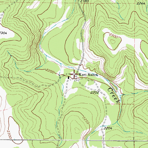 Topographic Map of Kast Ranch, TX