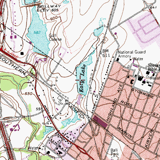 Topographic Map of Katy Lake, TX