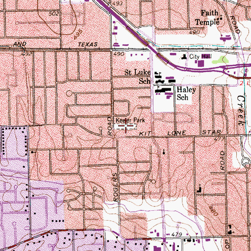Topographic Map of Keeler Park, TX