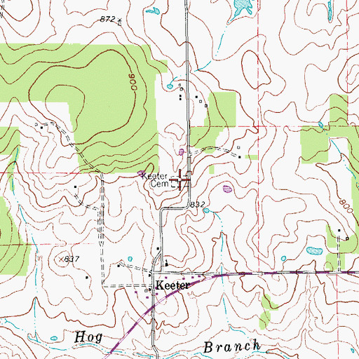Topographic Map of Keeter Cemetery, TX