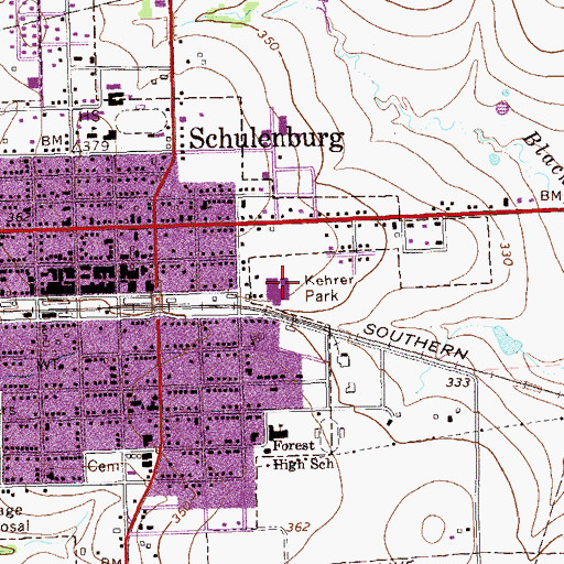 Topographic Map of Kehrer Park, TX