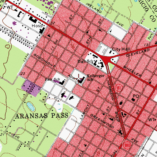 Topographic Map of Keiberger School, TX