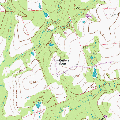 Topographic Map of Keilers Cemetery, TX