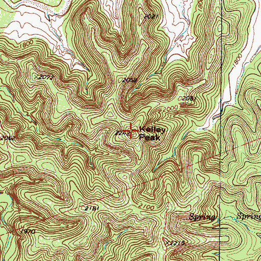 Topographic Map of Kelley Peak, TX
