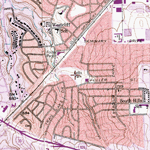 Topographic Map of Kellis Park, TX