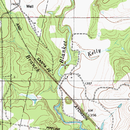 Topographic Map of Kelly Branch, TX