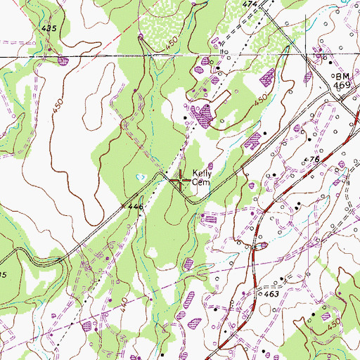 Topographic Map of Kelly Cemetery, TX