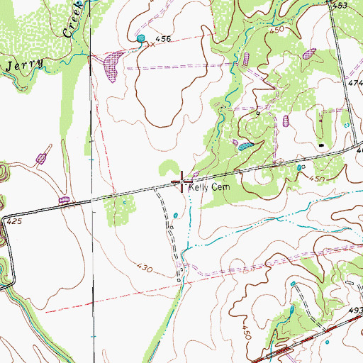 Topographic Map of Kelly Cemetery, TX