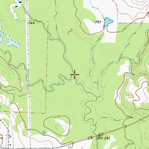 Topographic Map of Kelly Creek, TX
