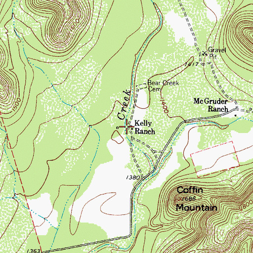 Topographic Map of Kelly Ranch, TX