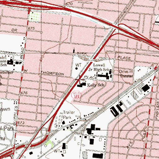 Topographic Map of Kelly School, TX