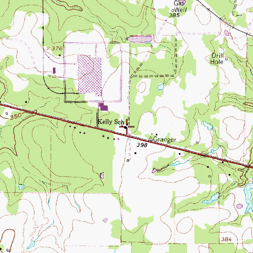Topographic Map of Kelly School, TX