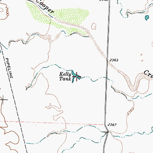 Topographic Map of Kelly Tank, TX
