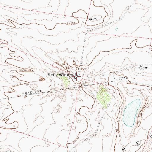 Topographic Map of Kelly Windmill, TX