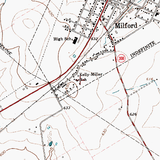 Topographic Map of Kelly-Miller School, TX