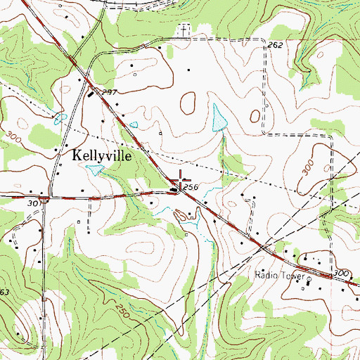 Topographic Map of Kellyville, TX
