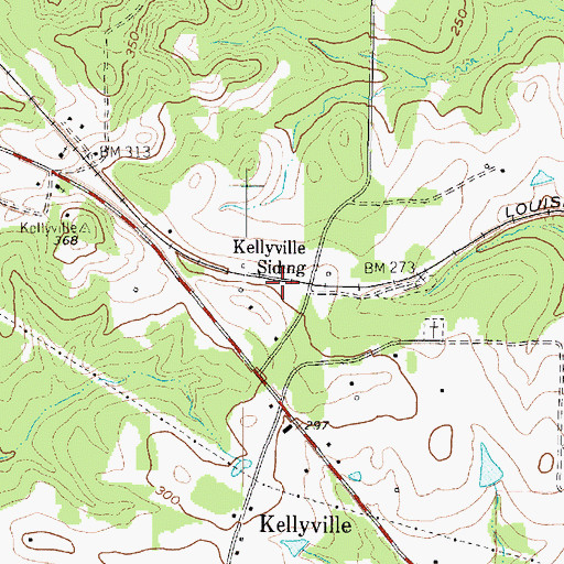 Topographic Map of Kellyville Siding, TX