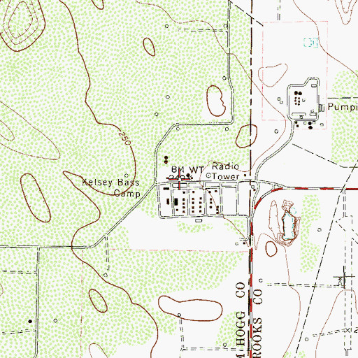 Topographic Map of Kelsey Bass Camp, TX