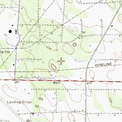 Topographic Map of Kelsey Bass Oil Field, TX