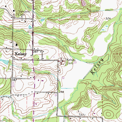 Topographic Map of Kelsey Cemetery, TX