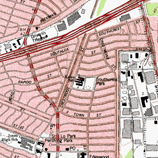 Topographic Map of Kelso School, TX