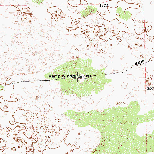 Topographic Map of Kemp Windmill, TX