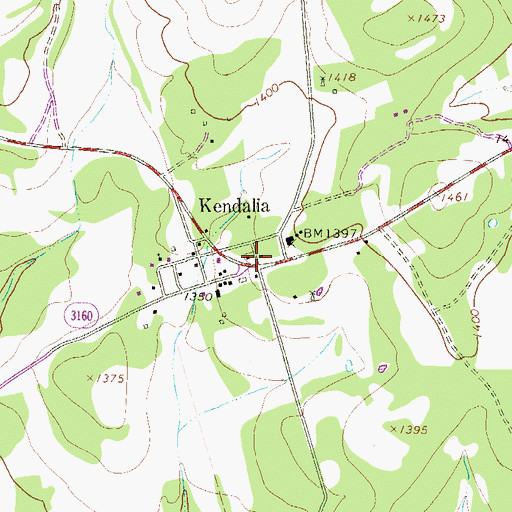 Topographic Map of Kendalia, TX
