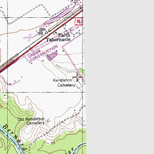 Topographic Map of Kendleton Cemetery, TX