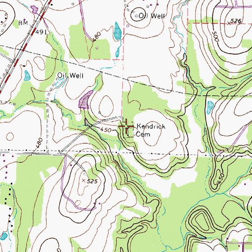 Topographic Map of Kendrick Cemetery, TX
