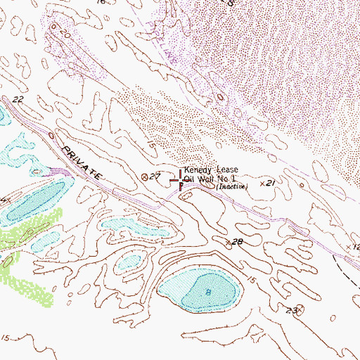 Topographic Map of Kennedy Lease Oil Well Number 1, TX